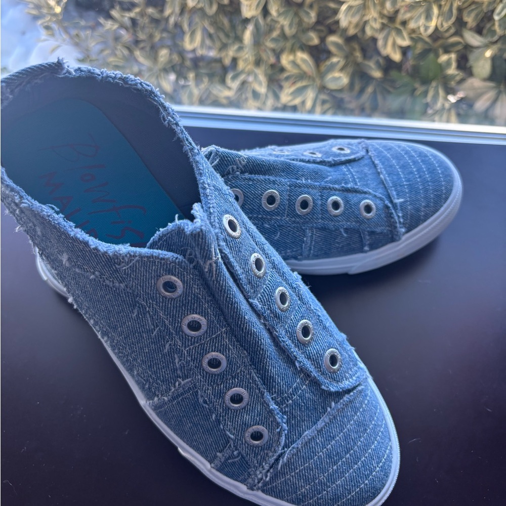 Blowfish Blue Frayed Slip-Ons - Picture 2 of 6